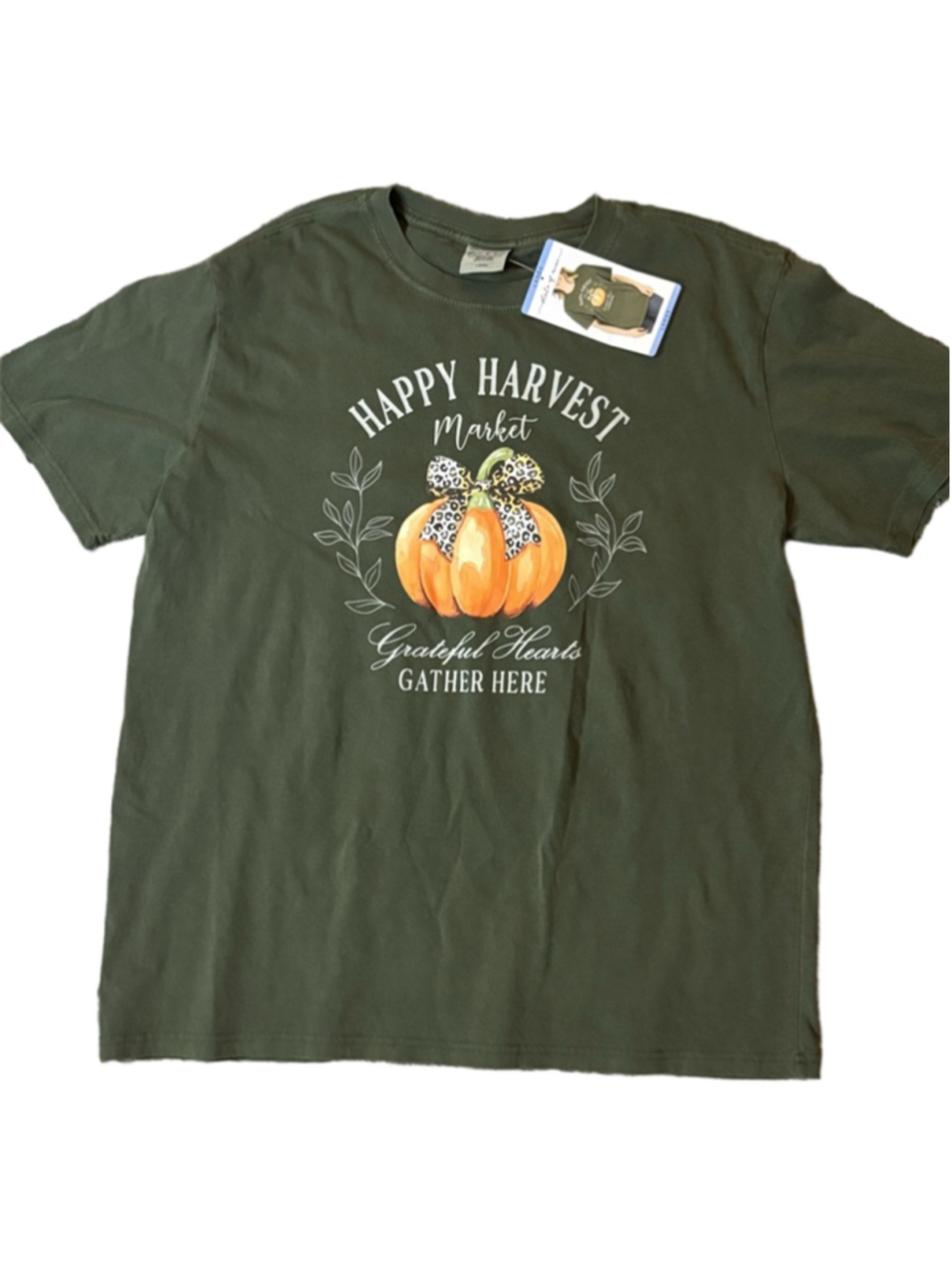 State of Nine Green Happy Harvest Short Sleeve Tee Large